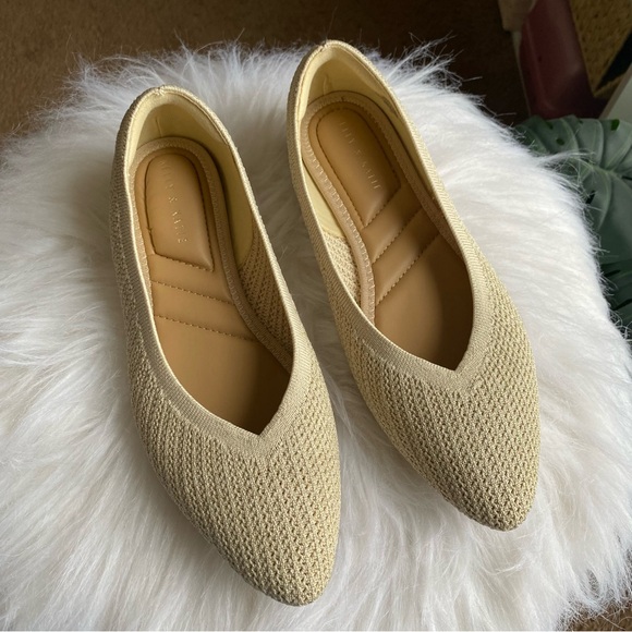 Kelly & Katie Shoes - Kelly & Katie Cream Knit Women's Flats